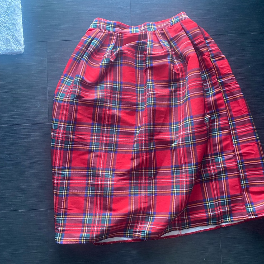 Plaid red, green, and blue skirt